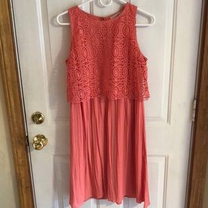 LOFT coral sleeveless patterned dress (6)